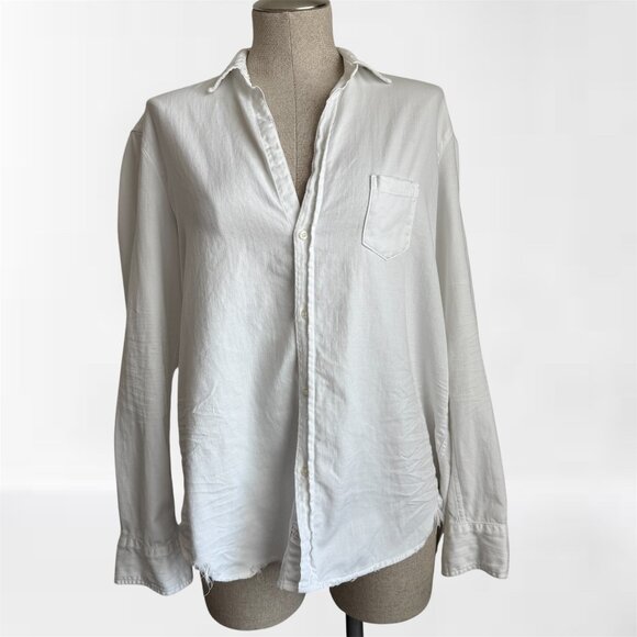 Frank & Eileen EILEEN Relaxed Button-Up Shirt in White Denim - Picture 2 of 11